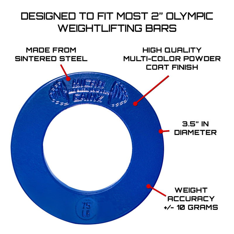 Load image into Gallery viewer, Micro Gainz - Olympic Size Fractional Weight Plates Pair of Blue .75Lb Plates
