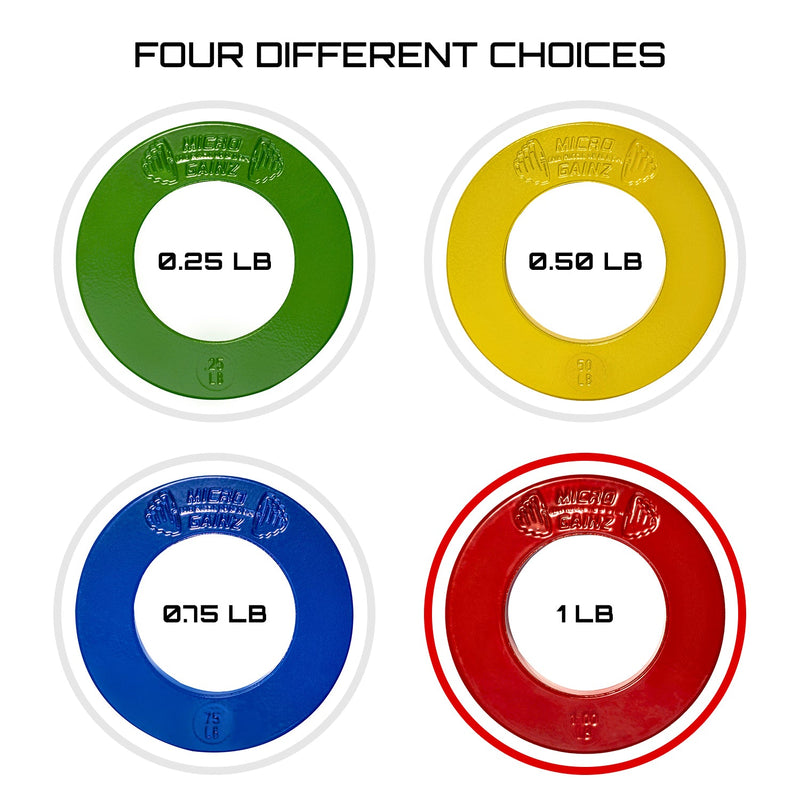 Load image into Gallery viewer, Micro Gainz - Olympic Size Fractional Weight Plates Pair of Red 1LB Plates
