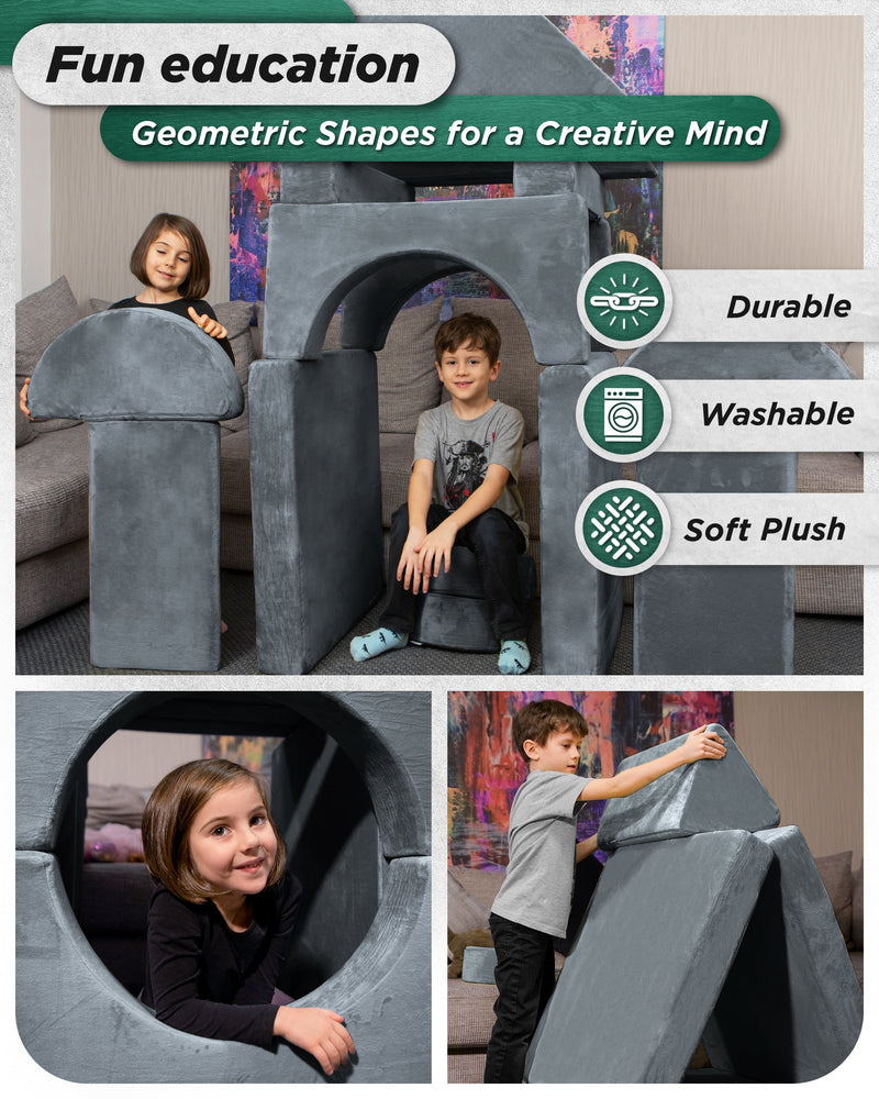 Load image into Gallery viewer, Lunix - LX15 14-Piece Play Couch Bundle (Stone Gray + Extra Serenity Blue Cover)
