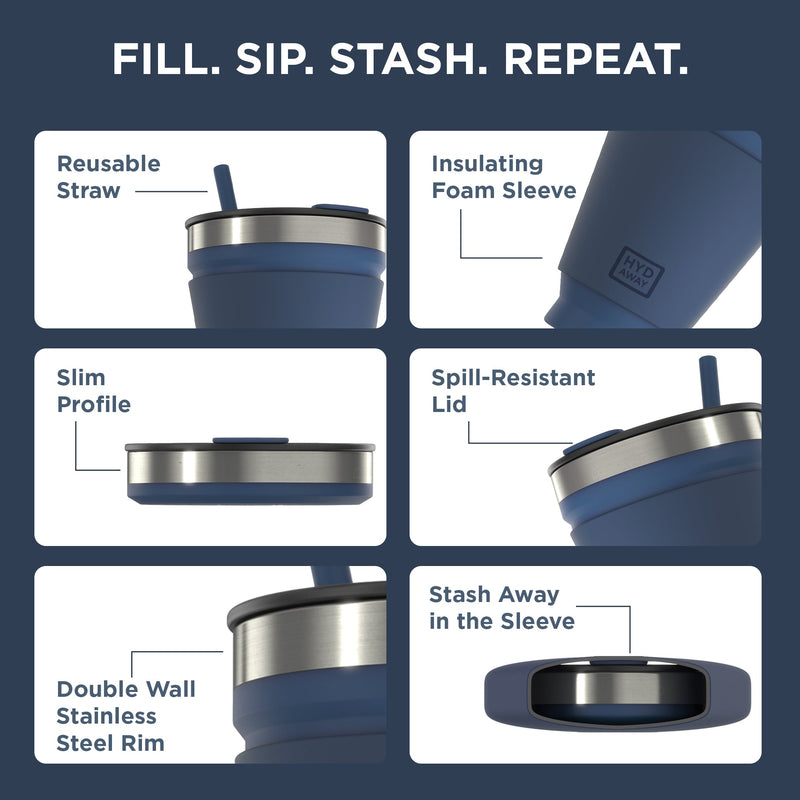 Load image into Gallery viewer, Hydaway - Collapsible Insulated Drink Tumbler

