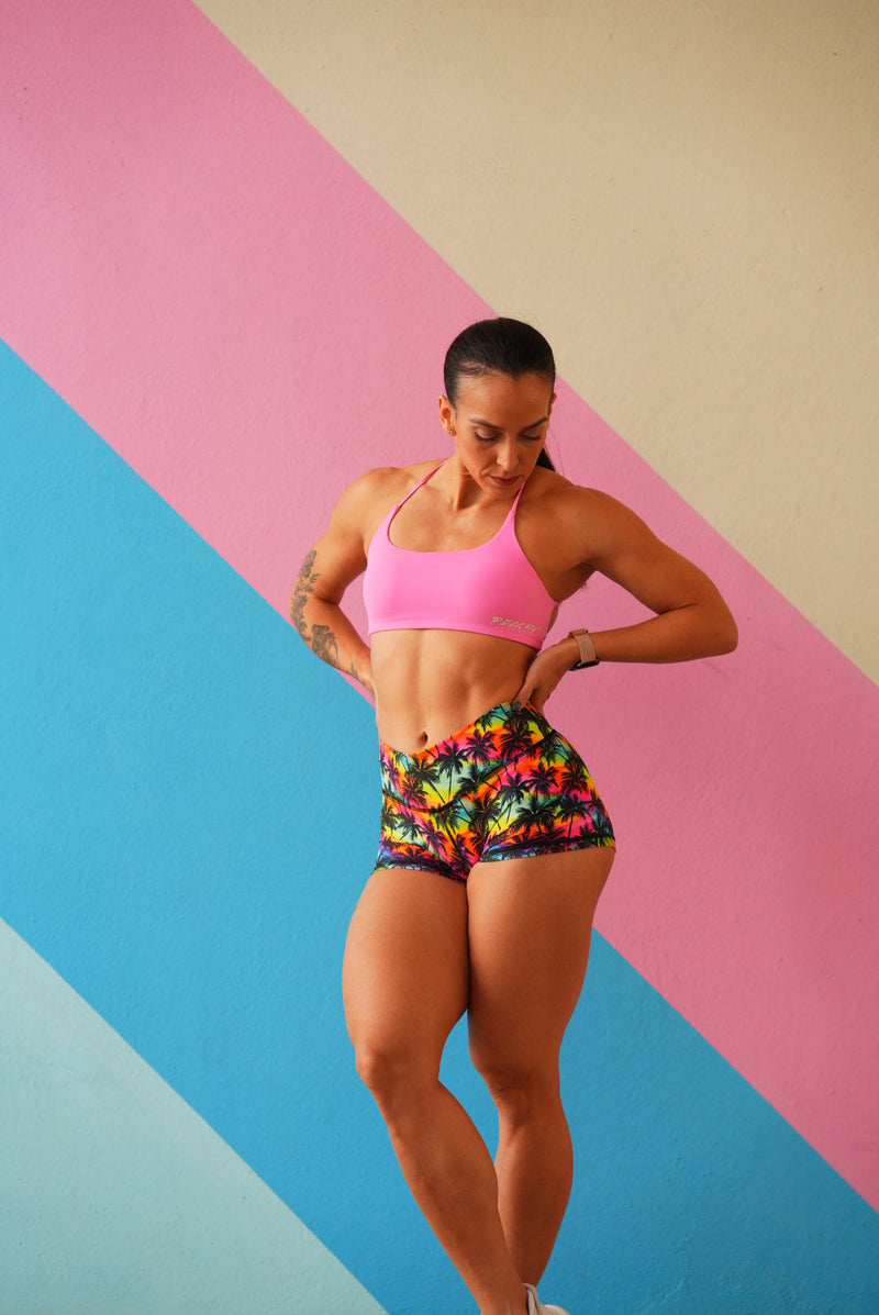 Load image into Gallery viewer, Peachy Athletic - Paradise Palms Squat-Proof Gym Shorts
