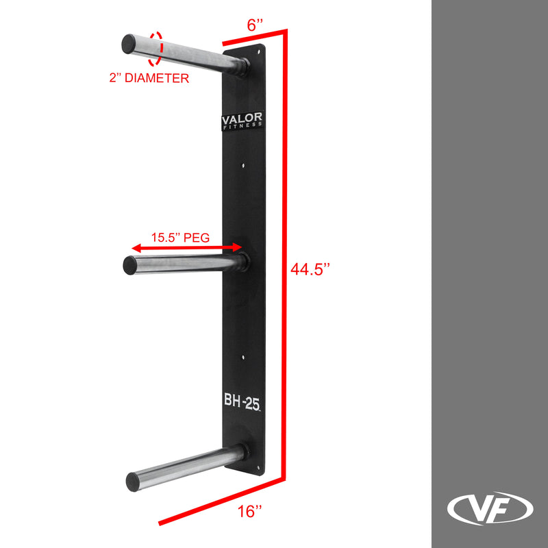 Load image into Gallery viewer, Valor Fitness - Wall Mounted 3 Peg Olympic Plate Storage
