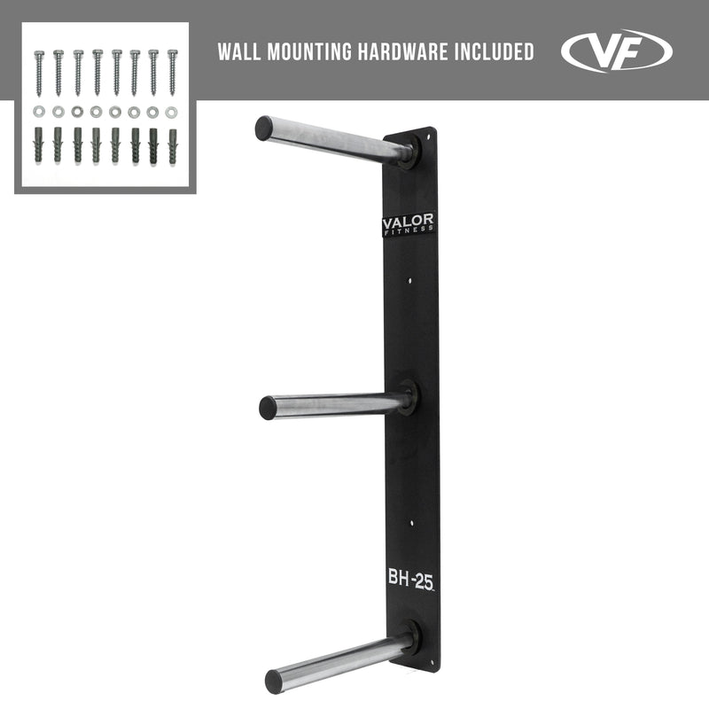Load image into Gallery viewer, Valor Fitness - Wall Mounted 3 Peg Olympic Plate Storage
