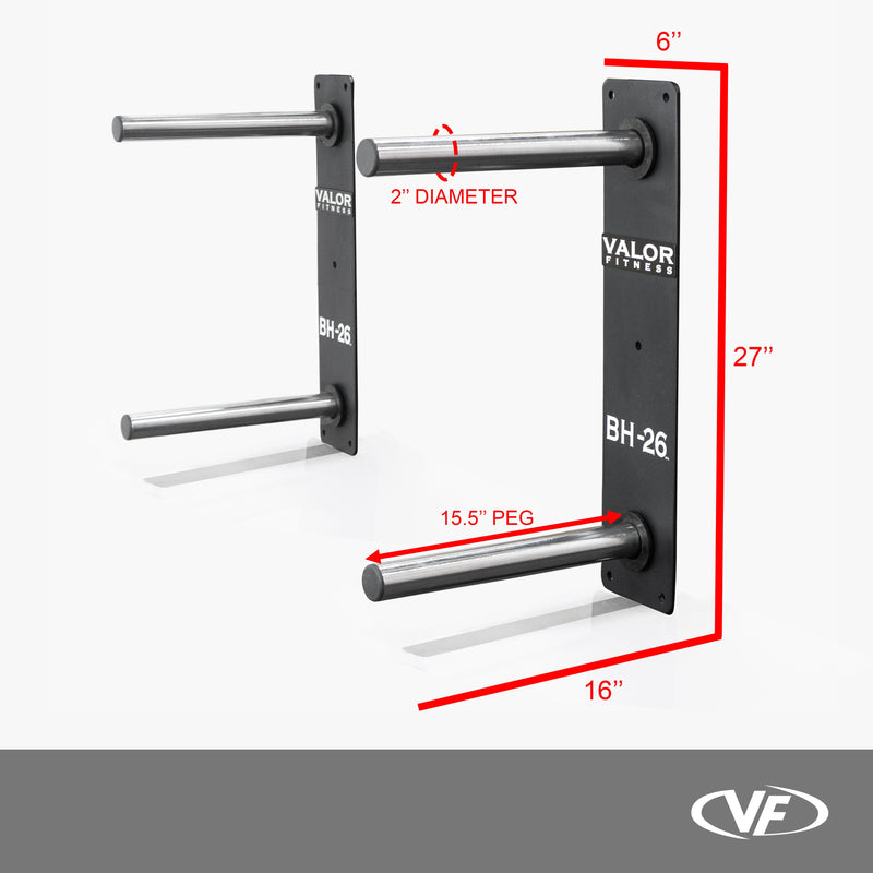 Load image into Gallery viewer, Valor Fitness - Wall Mounted 4 Peg Olympic Plate Storage
