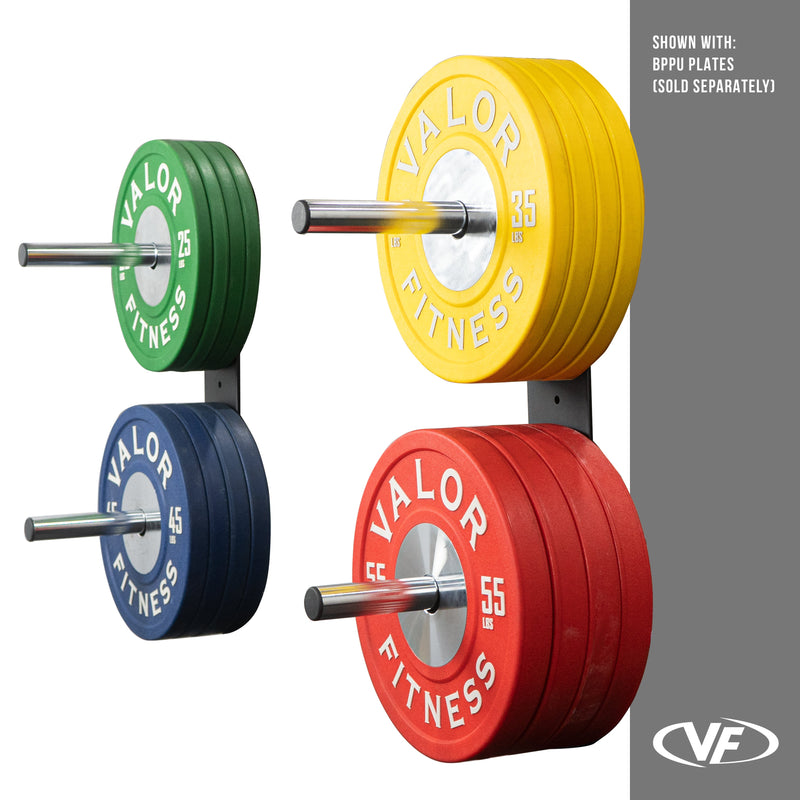 Load image into Gallery viewer, Valor Fitness - Wall Mounted 4 Peg Olympic Plate Storage
