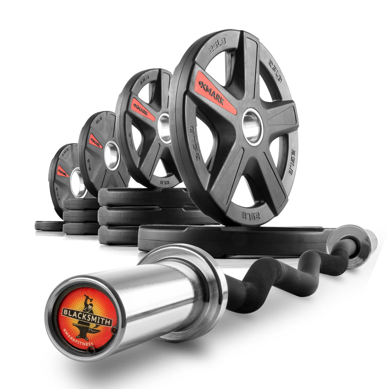Load image into Gallery viewer, XMARK - Texas Star Olympic Weight Plates and Curl Barbell Sets
