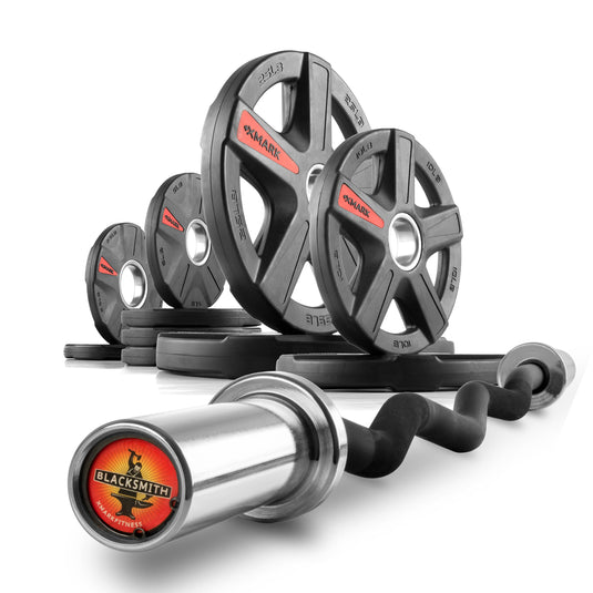 XMARK - Texas Star Olympic Weight Plates and Curl Barbell Sets