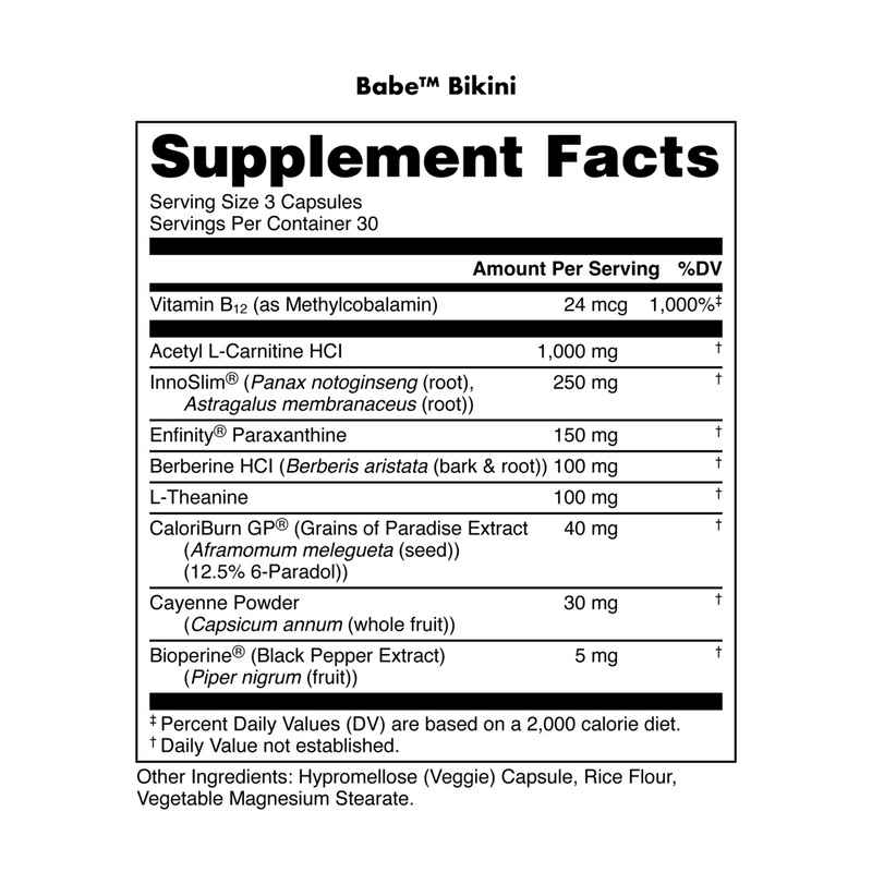 Load image into Gallery viewer, Babe Bikini supplement facts
