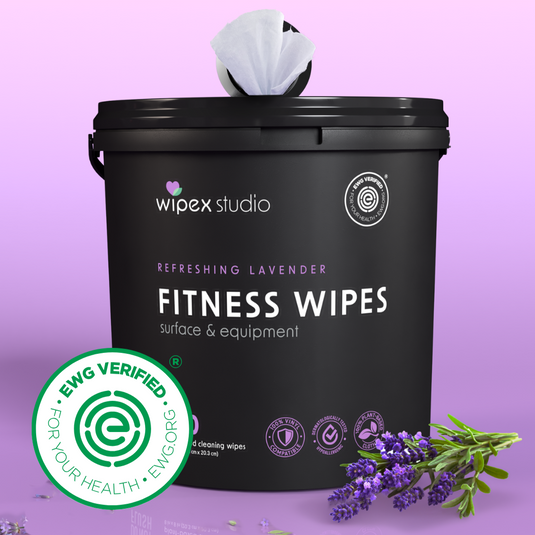Wipex Co. - 400ct Natural Gym Wipes for Fitness Equipment | Portable Dispensing Bucket or Refill | Plant-Based