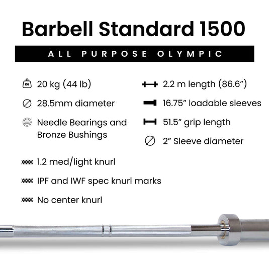 Barbell Standard - Barbell 1500 Olympic Barbell Weight Sets