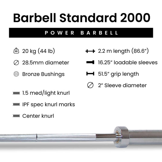 Barbell Standard - Barbell 2000 Power Barbell