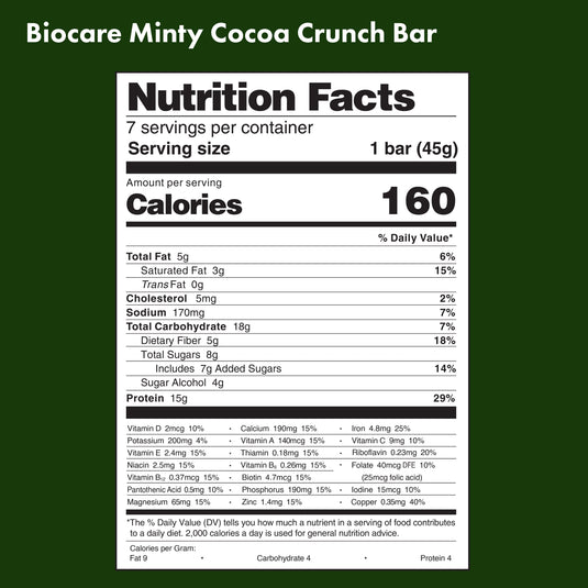 Biocare - 15G Protein Minty Cocoa Crunch Bar