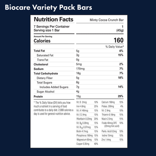 Biocare - 15G Protein Bars Variety Pack (7-Count)