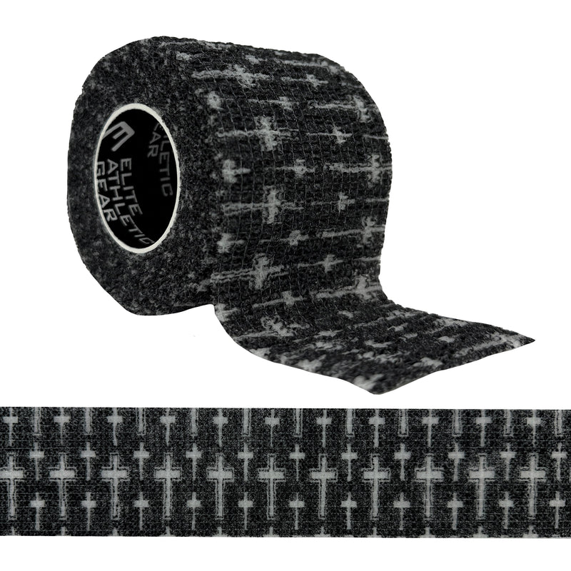 Load image into Gallery viewer, Elite Athletic Gear - Faith Cross Black Self Stick Athletic Tape
