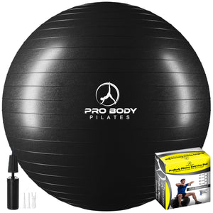 ProBody Pilates - Yoga Ball for Pregnancy, Fitness, Balance, Workout at Home, Office and Physical Therapy (Black)
