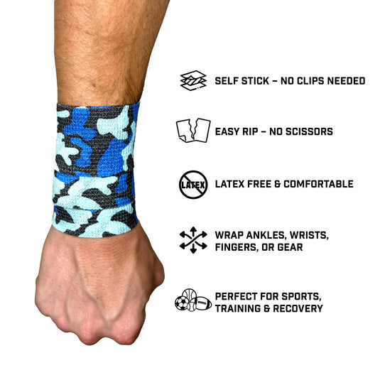 Elite Athletic Gear - Blue Camo Self Stick Athletic Tape