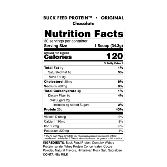 Buck Feed Original Protein supplement facts