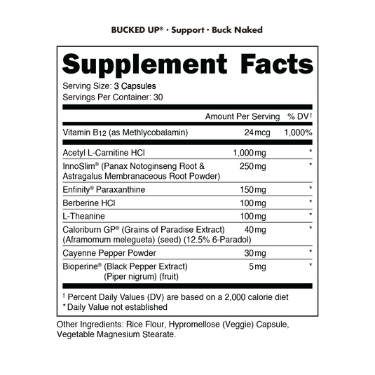 Buck Naked supplement facts