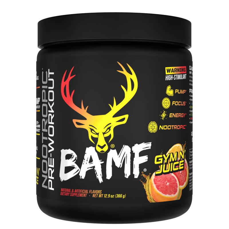 Load image into Gallery viewer, Tub of Bucked Up BAMF Gym N' Juice pre-workout powder
