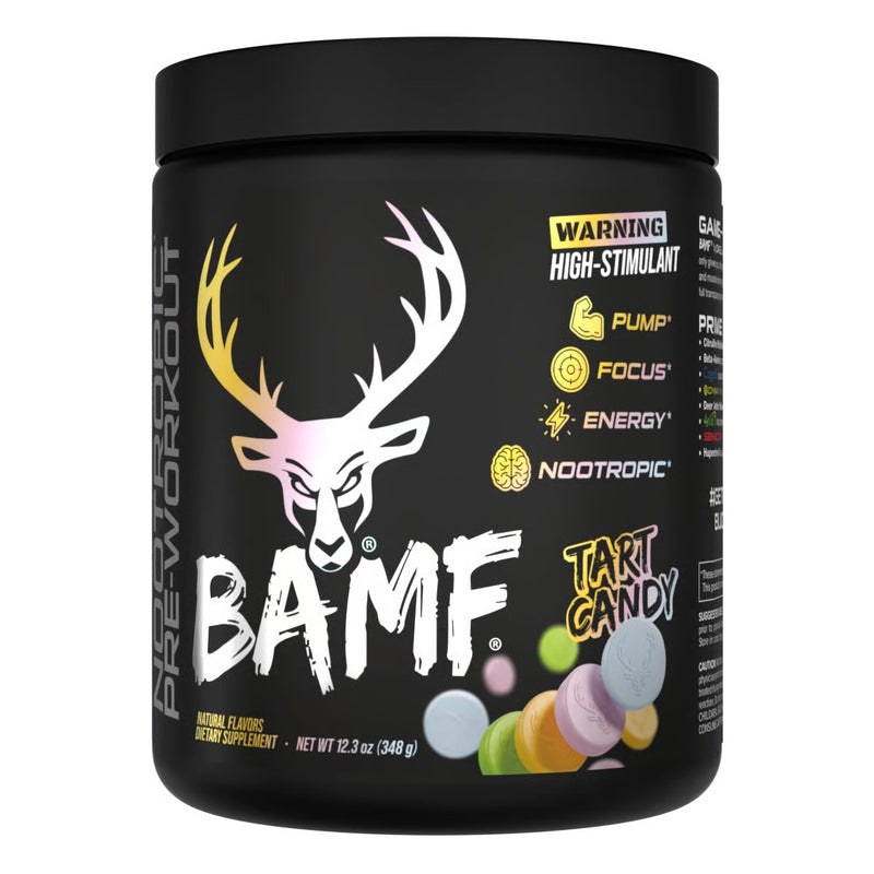 Load image into Gallery viewer, Tub of Bucked Up BAMF Tart Candy pre-workout powder
