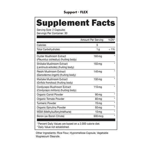 Bucked Up - Flex - Bone and Joint Support Nutrition Label