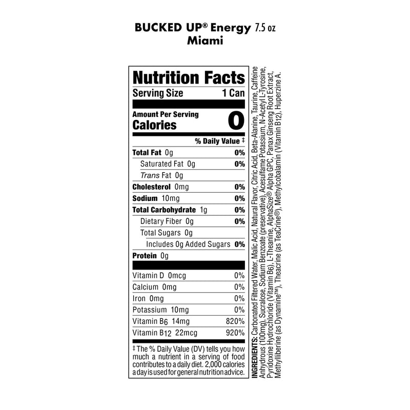 Load image into Gallery viewer, Bucked-Up-Mini-Energy-Drink-Nutrition

