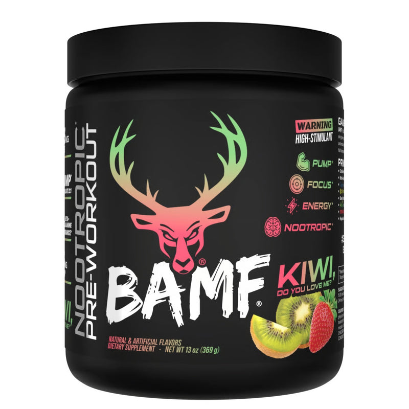 Load image into Gallery viewer, Tub of Bucked Up BAMF Kiwi pre-workout powder
