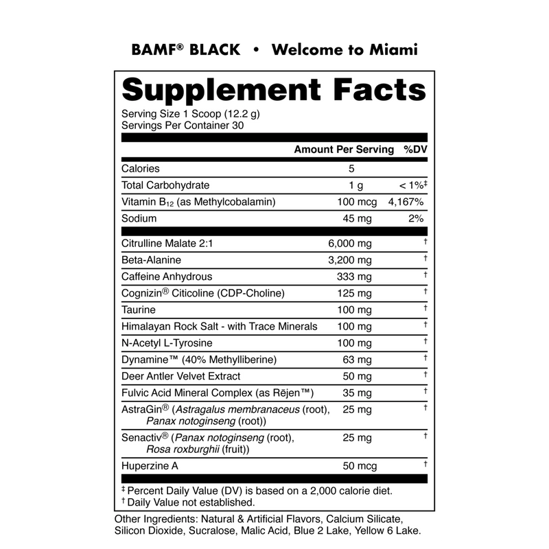 Load image into Gallery viewer, Bucked Up - BAMF BLACK supplement facts
