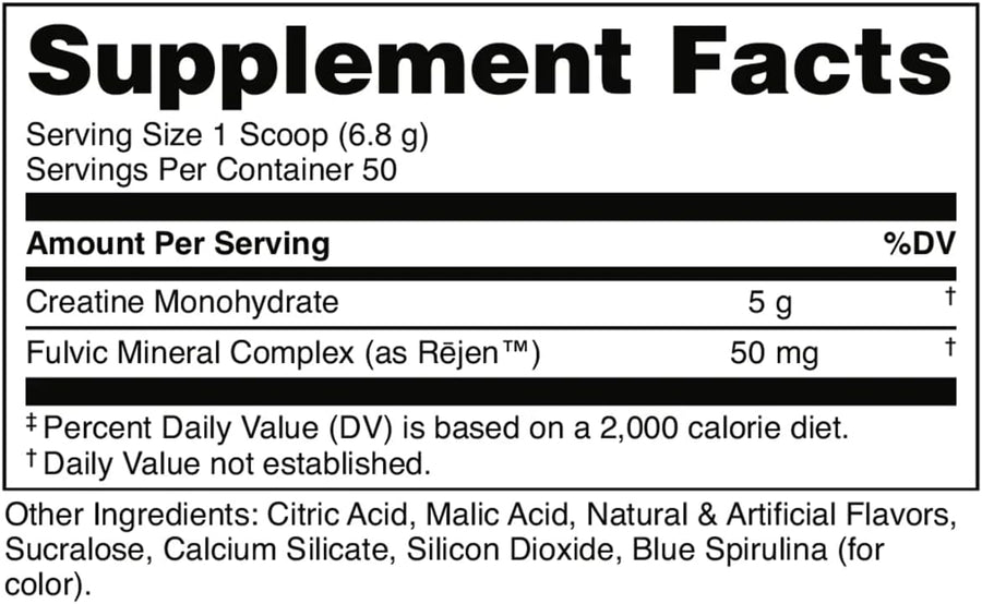 Bucked Up - Creatine Monohydrate nutrition facts label