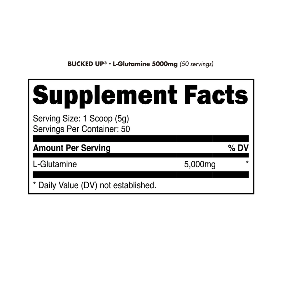 Bucked Up - L-Glutamine Powder nutrition facts label
