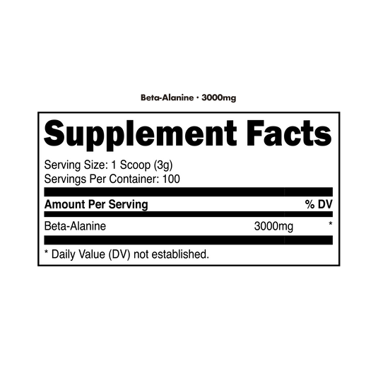 Bucked Up Beta-Alanine - Supplement Facts Panel