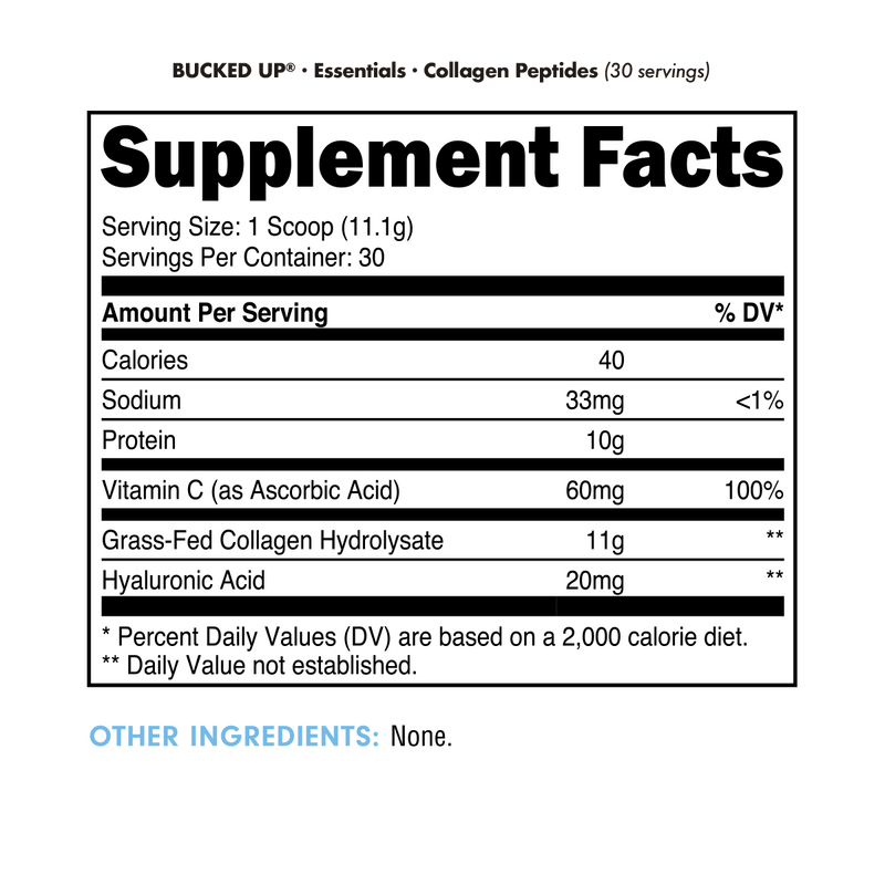 Load image into Gallery viewer, Bucked Up Collagen Peptides - Supplement Facts Panel
