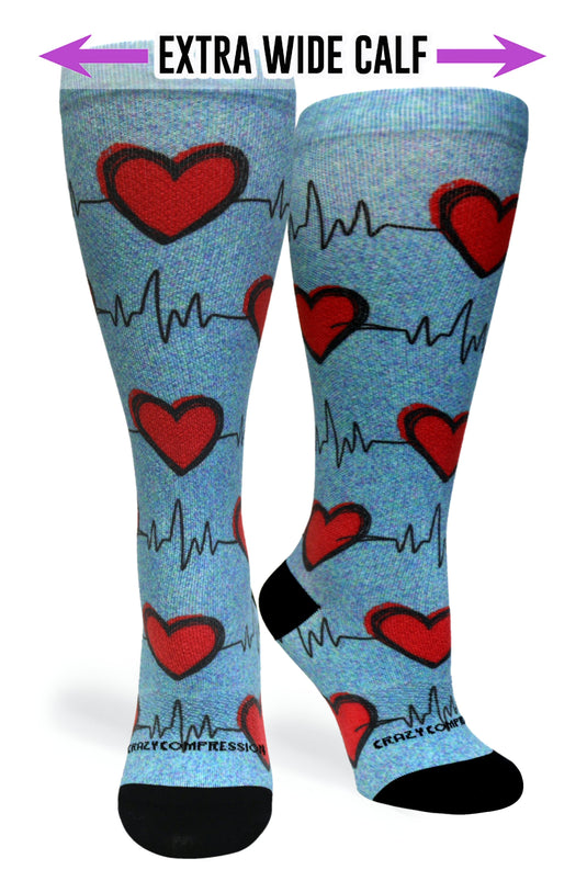 Crazy Compression - Heart Station Blue - (Standard & Extra Wide)