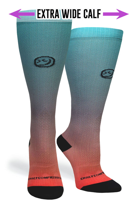 Crazy Compression - Ombré Peach Aqua - (Standard & Extra Wide)