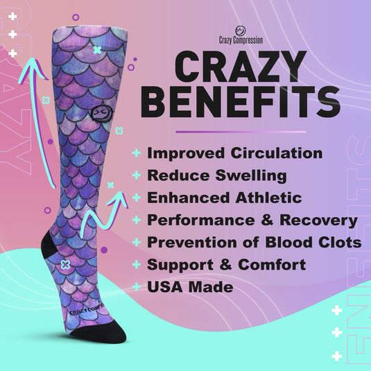 Crazy Compression - Aqua Cute Sloths - (Standard & Extra Wide)