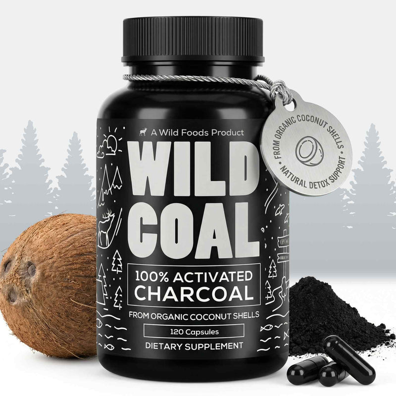 Load image into Gallery viewer, Wild Foods - Activated Charcoal Capsules - Vitamins &amp; Supplements
