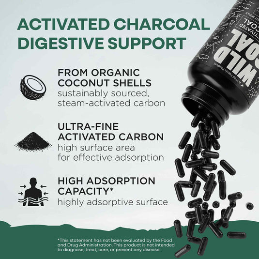 Wild Foods - Activated Charcoal Capsules - Vitamins & Supplements