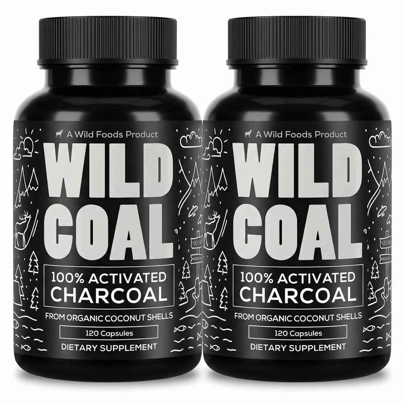 Load image into Gallery viewer, Wild Foods - Activated Charcoal Capsules - Vitamins &amp; Supplements
