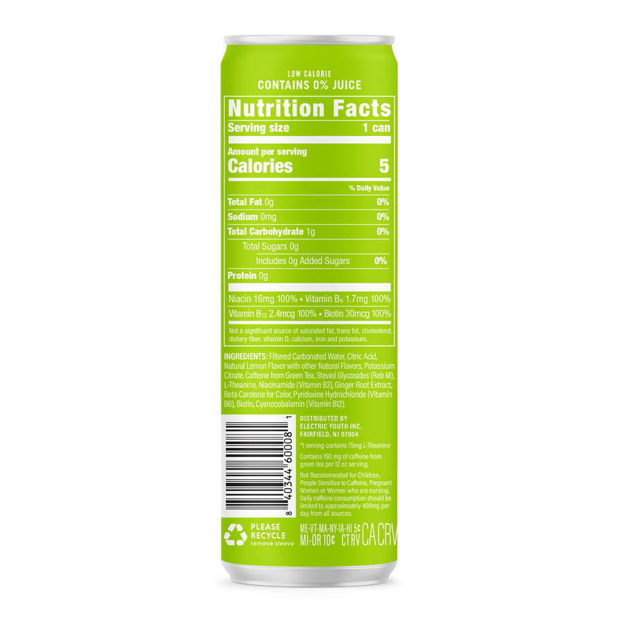GORGIE - Energy Drink Sparkling Citrus Burst nutrition facts label