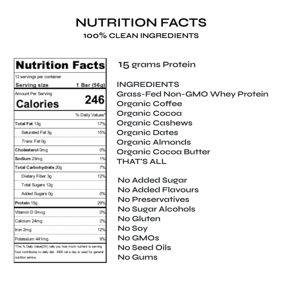 That's All - Coffee Protein Bar nutrition facts label