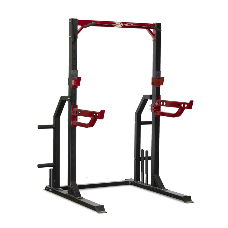 Load image into Gallery viewer, Muscle D Fitness - Compact Half Cage - Bar &amp; Plate Storage and Dip Station Included
