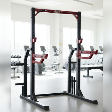 Muscle D Fitness - Compact Half Cage - Bar & Plate Storage and Dip Station Included