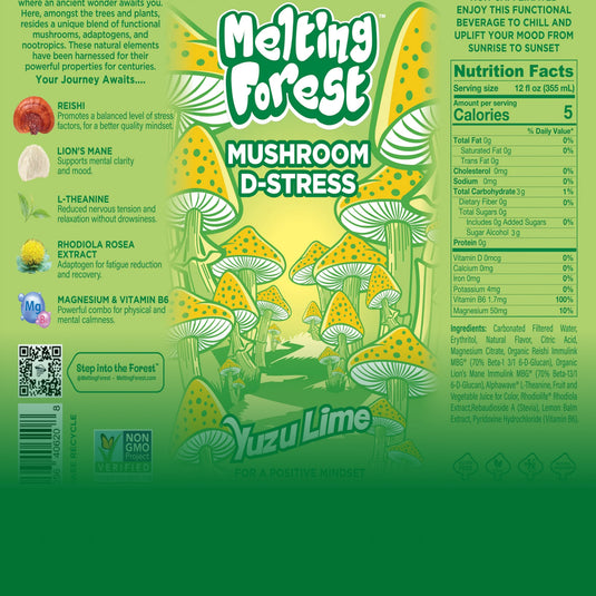 Melting Forest - Mushroom D-Stress Drink 12 Pack - Yuzu Lime