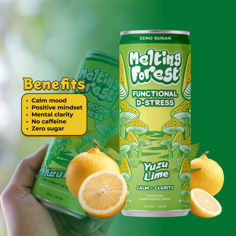 Load image into Gallery viewer, Melting Forest - Mushroom D-Stress Drink 12 Pack - Yuzu Lime

