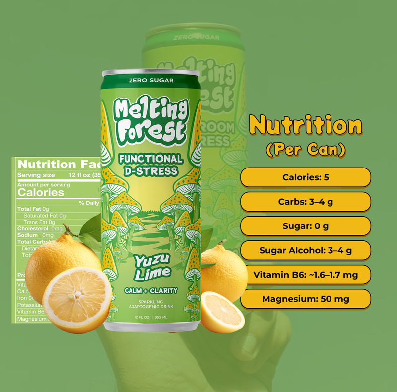 Load image into Gallery viewer, Melting Forest - Mushroom D-Stress Drink 12 Pack - Yuzu Lime
