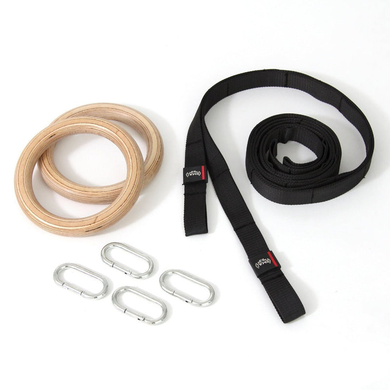 Load image into Gallery viewer, SMAI - Wooden Gym Rings - Easy Straps
