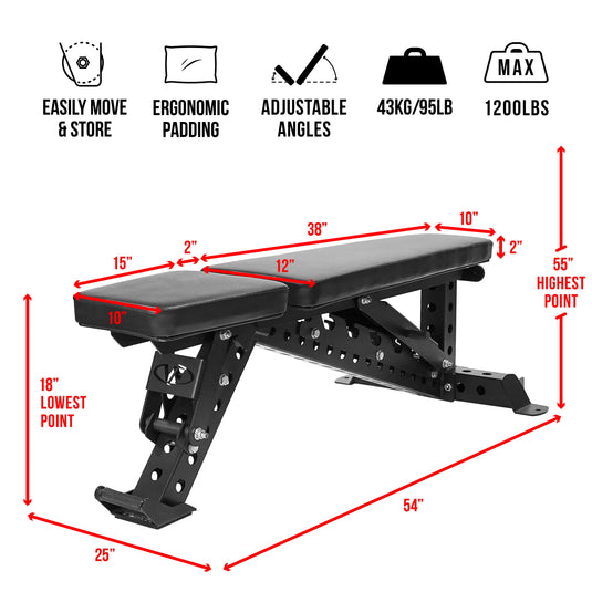 Valor Fitness - Heavy Duty Flat - Incline Utility Weight Bench