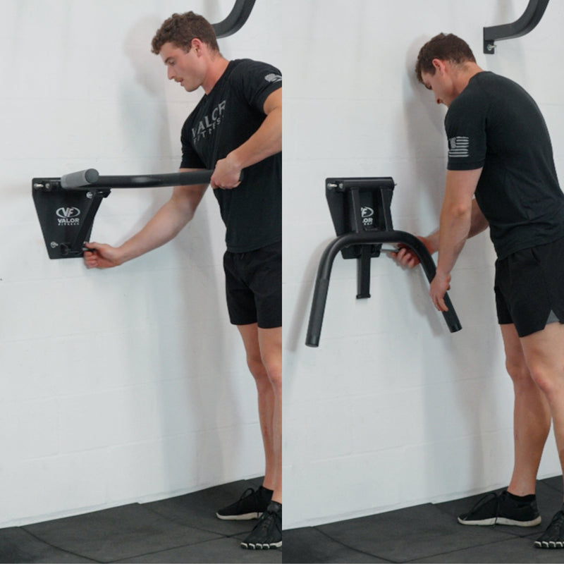 Load image into Gallery viewer, Valor Fitness - Foldable Wall Mounted Dip Bar Station
