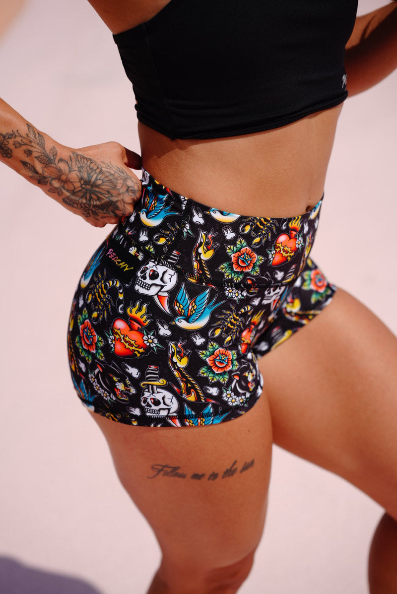Load image into Gallery viewer, Peachy Athletic - Tatted and Torn Shorts - Unicorn Collection
