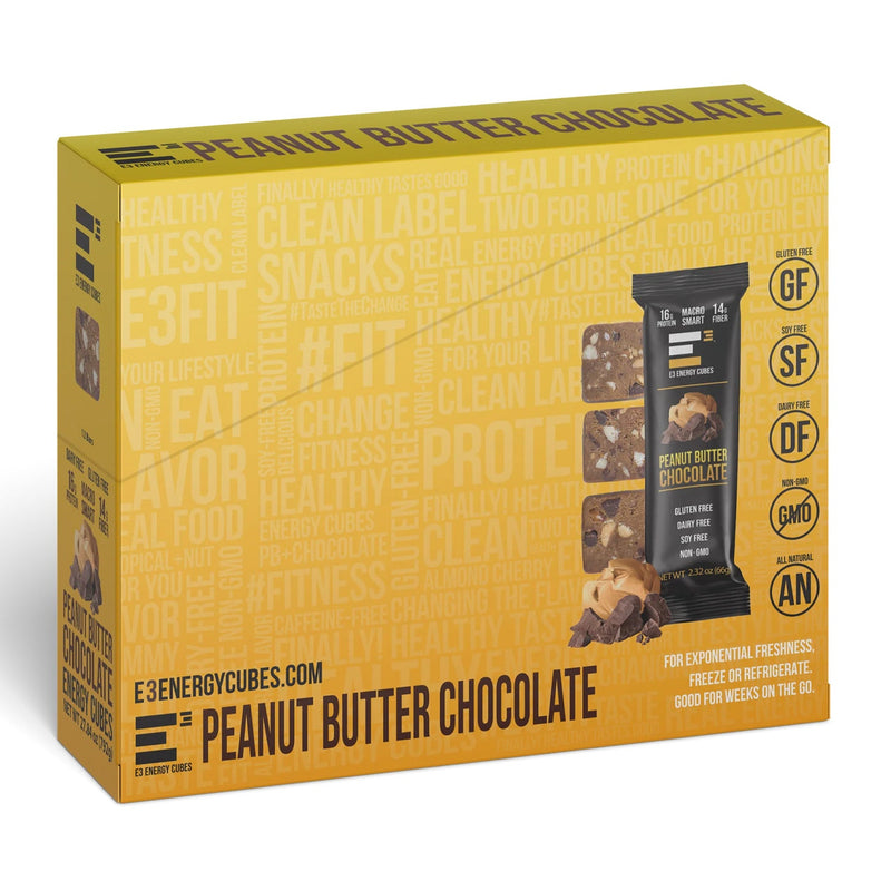Load image into Gallery viewer, E3 Energy Cubes - Peanut Butter &amp; Chocolate Protein Bars (12 bars)

